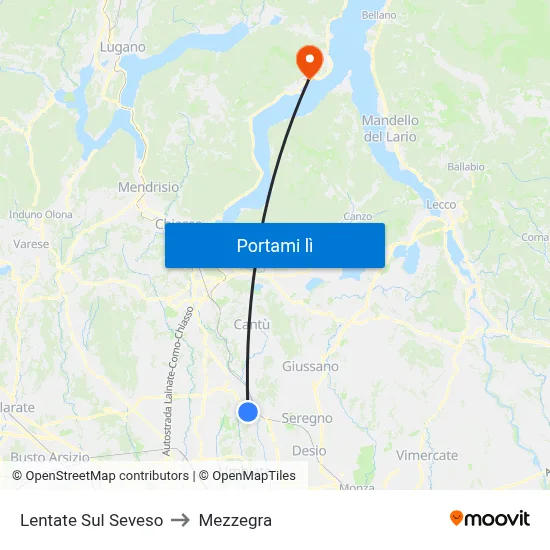 Lentate Sul Seveso to Mezzegra map
