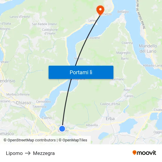 Lipomo to Mezzegra map