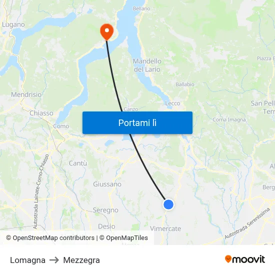 Lomagna to Mezzegra map