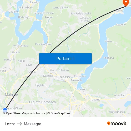 Lozza to Mezzegra map