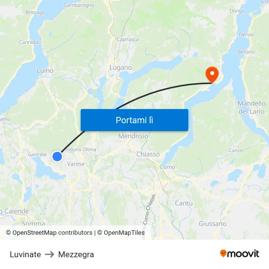 Luvinate to Mezzegra map