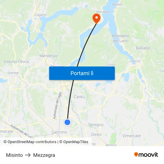 Misinto to Mezzegra map