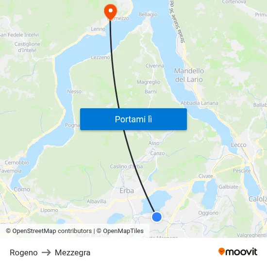 Rogeno to Mezzegra map