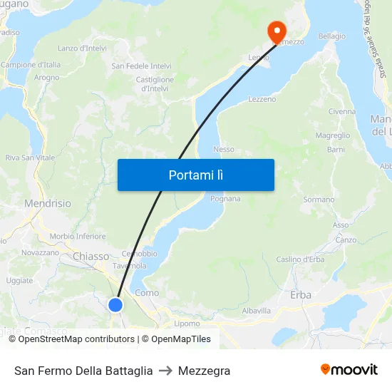 San Fermo Della Battaglia to Mezzegra map