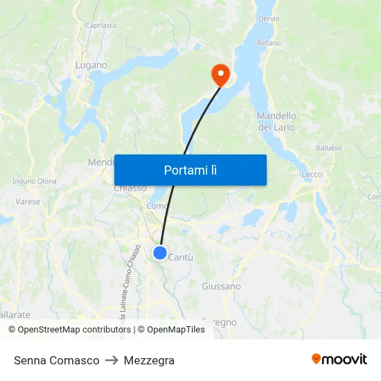 Senna Comasco to Mezzegra map