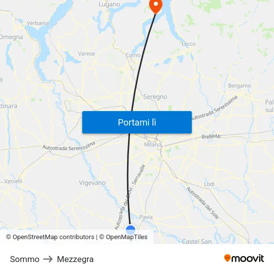 Sommo to Mezzegra map