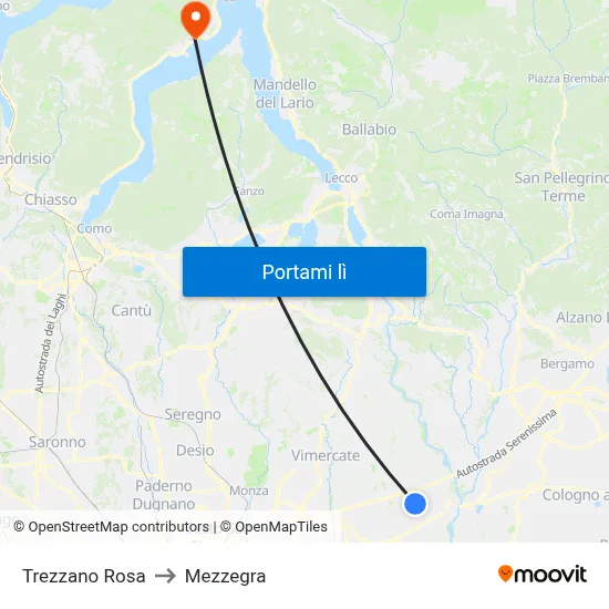 Trezzano Rosa to Mezzegra map