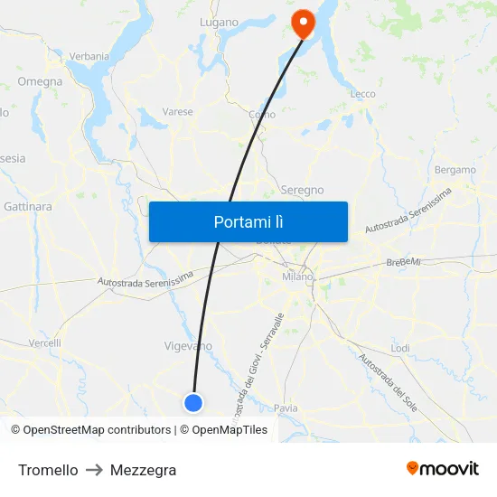 Tromello to Mezzegra map