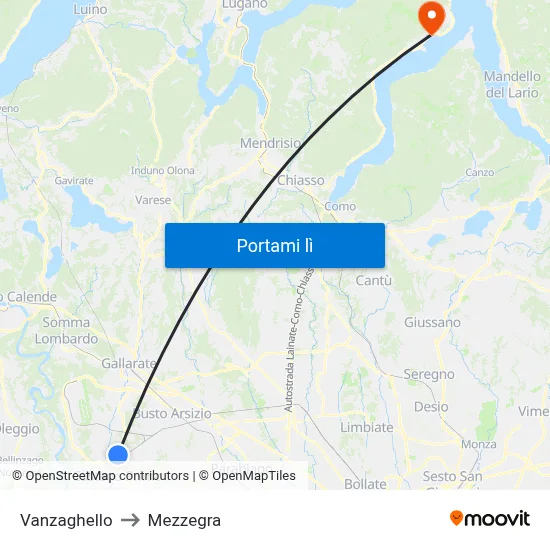 Vanzaghello to Mezzegra map