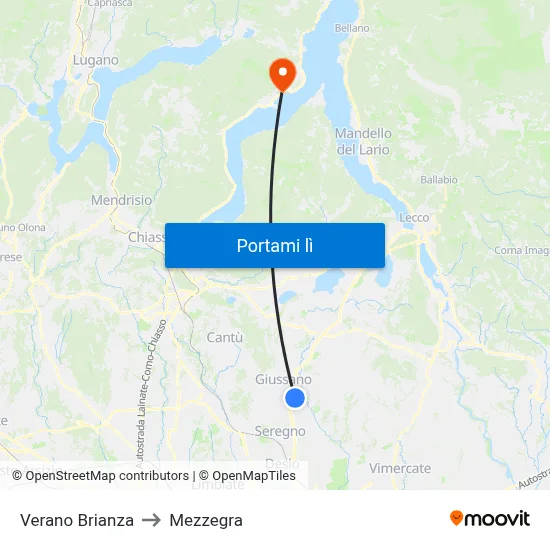 Verano Brianza to Mezzegra map