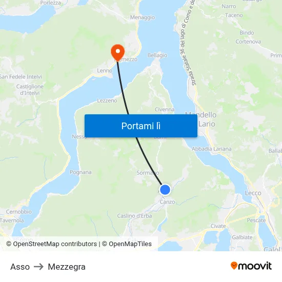 Asso to Mezzegra map