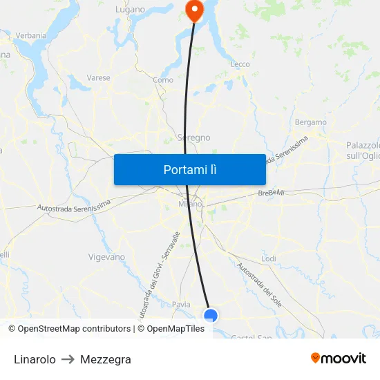 Linarolo to Mezzegra map