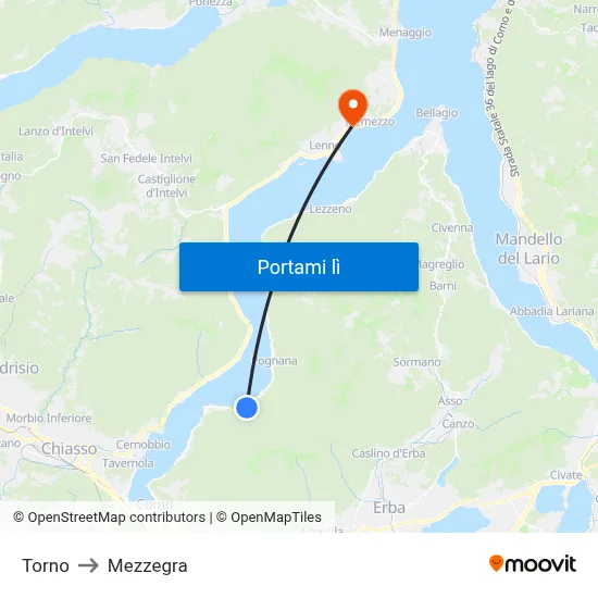 Torno to Mezzegra map