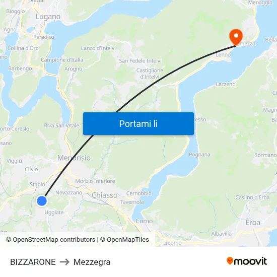 BIZZARONE to Mezzegra map