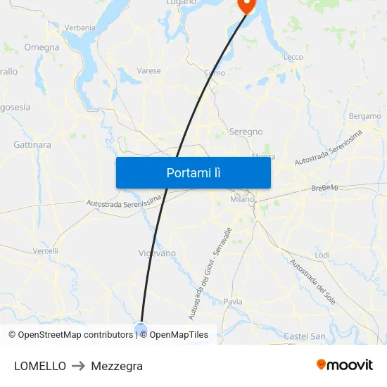 LOMELLO to Mezzegra map