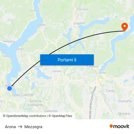 Arona to Mezzegra map