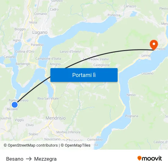 Besano to Mezzegra map