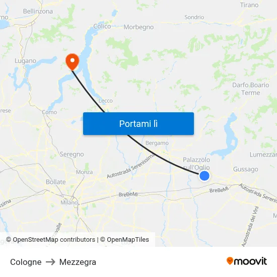 Cologne to Mezzegra map