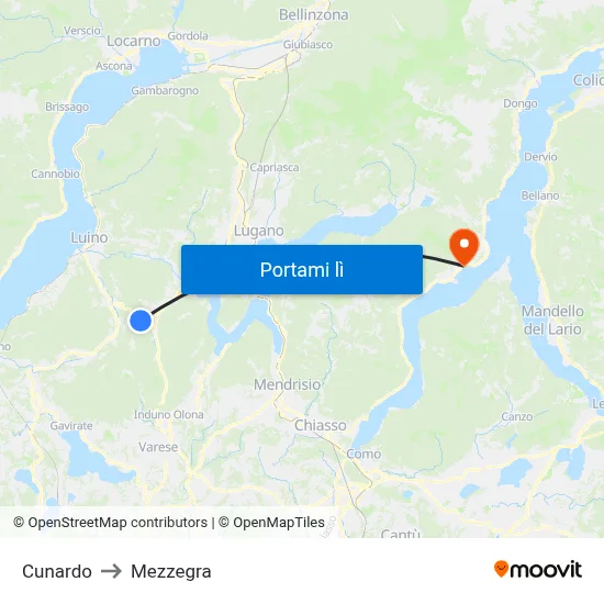 Cunardo to Mezzegra map