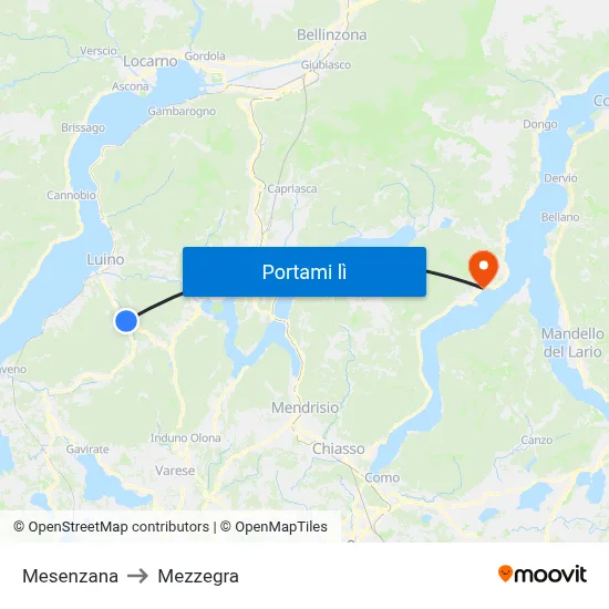 Mesenzana to Mezzegra map