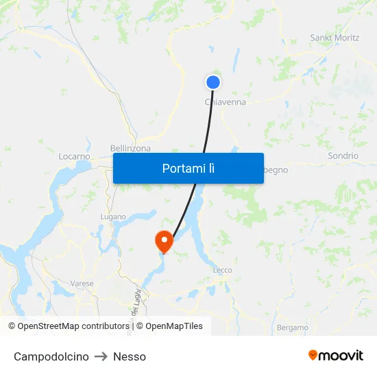 Campodolcino to Nesso map