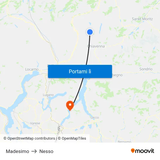 Madesimo to Nesso map