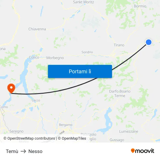 Temù to Nesso map