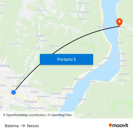 Balerna to Nesso map