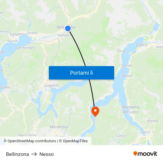 Bellinzona to Nesso map