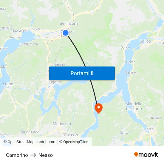 Camorino to Nesso map