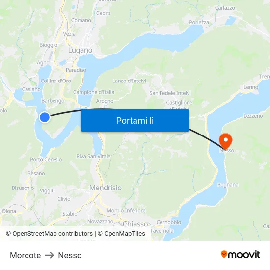 Morcote to Nesso map