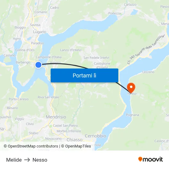 Melide to Nesso map