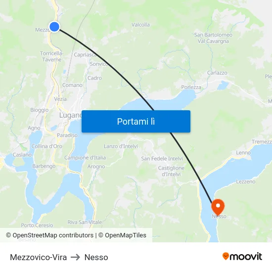 Mezzovico-Vira to Nesso map
