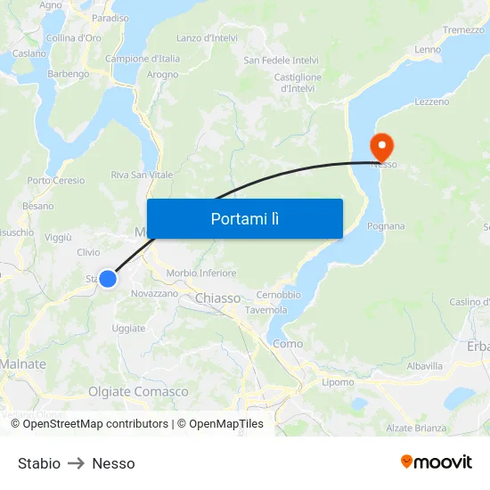 Stabio to Nesso map