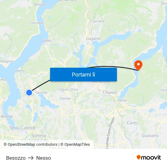 Besozzo to Nesso map