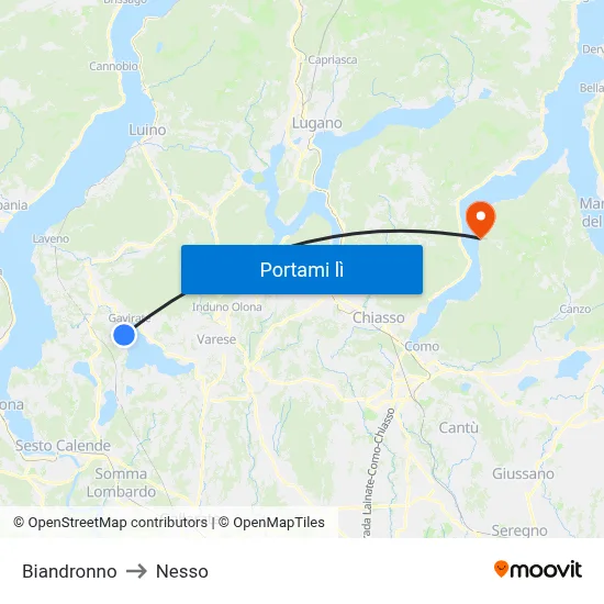 Biandronno to Nesso map