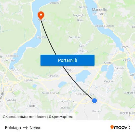 Bulciago to Nesso map