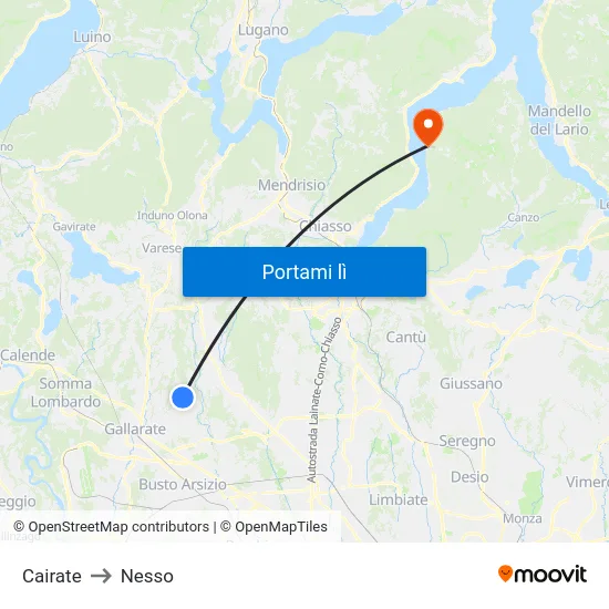 Cairate to Nesso map