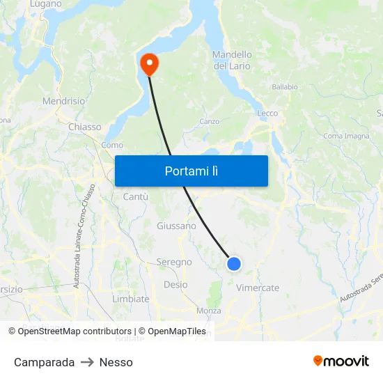 Camparada to Nesso map