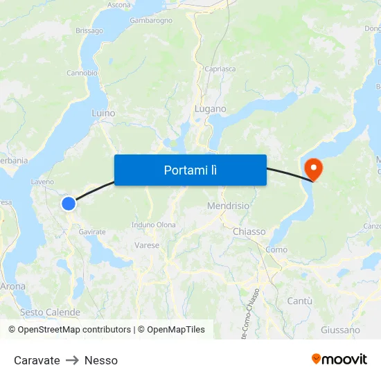 Caravate to Nesso map