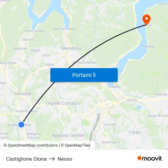 Castiglione Olona to Nesso map
