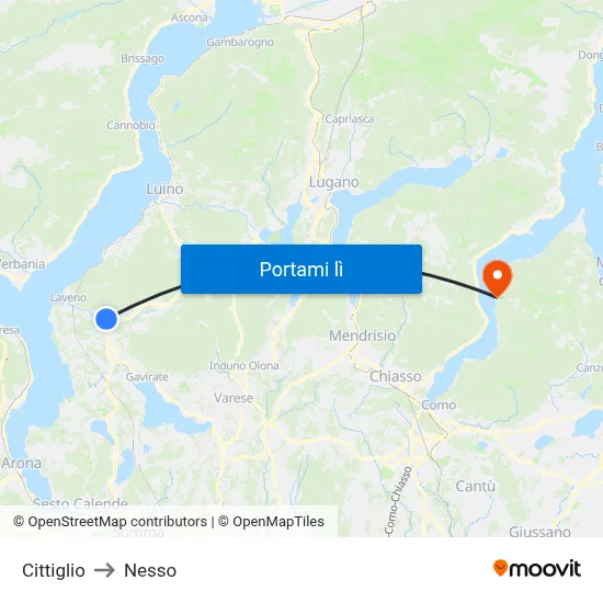 Cittiglio to Nesso map