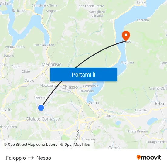Faloppio to Nesso map