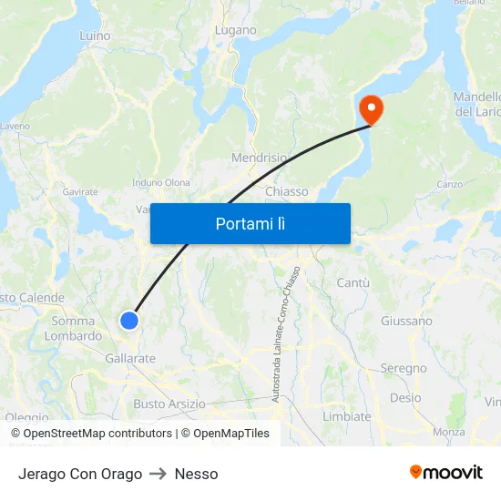 Jerago Con Orago to Nesso map