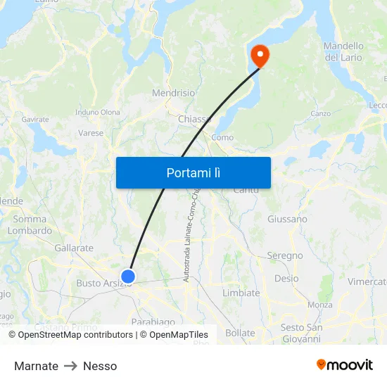 Marnate to Nesso map