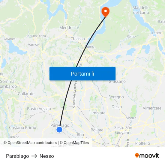 Parabiago to Nesso map