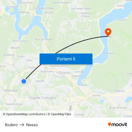 Rodero to Nesso map