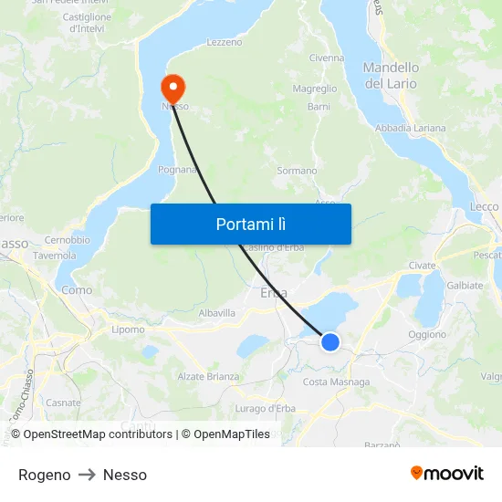 Rogeno to Nesso map