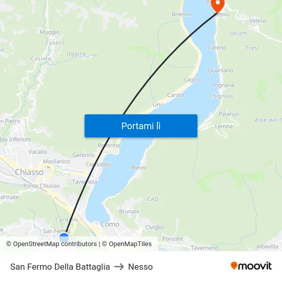 San Fermo Della Battaglia to Nesso map