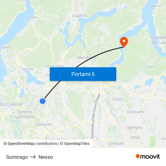 Sumirago to Nesso map